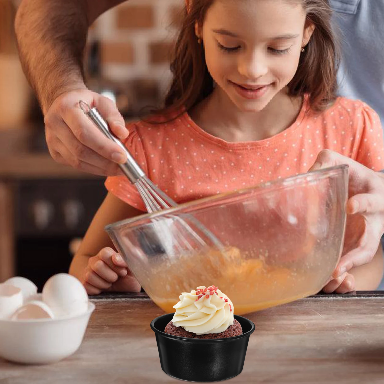 

6 Pcs Pudding Cake Cups Mini Shaped Baking Molds Simple Shaped Cake Pan Reusable Carbon Steel Non Stick Coating