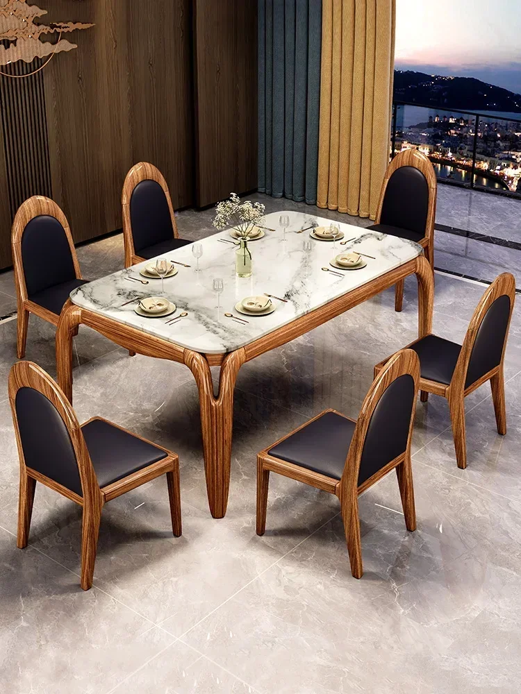 

New Chinese Style Ugyen Wood Rectangular Dining Tables and Chairs Set Household Solid Wood Dining Table