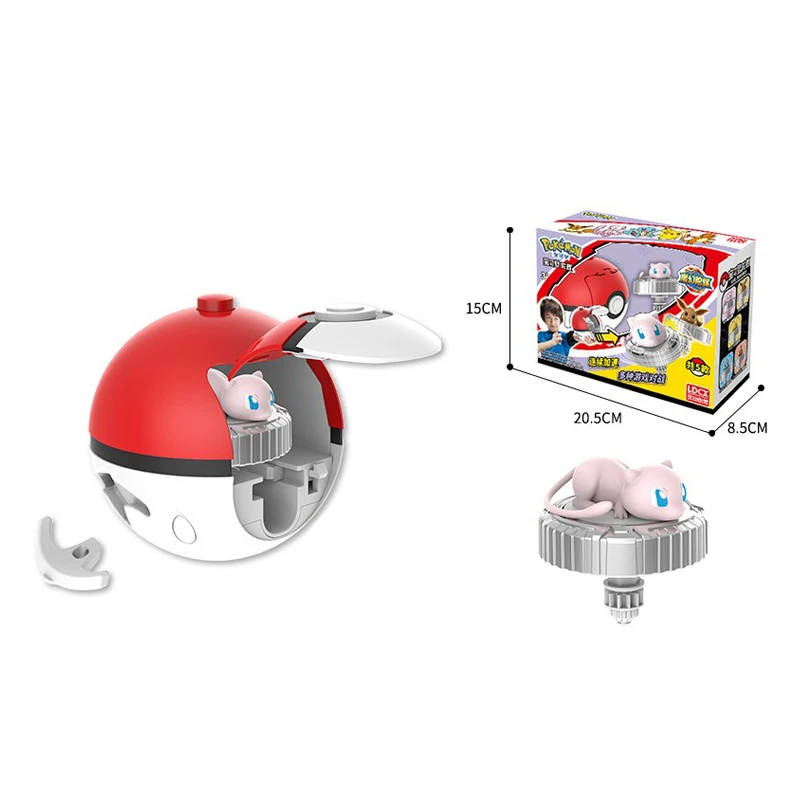 Auténtico Pokemon Pokeball Pikachu CHARMANDER SQUIRTLE EEVEE MEW modelo muñeca colgante superior giratorio juguete para niños regalo de Navidad