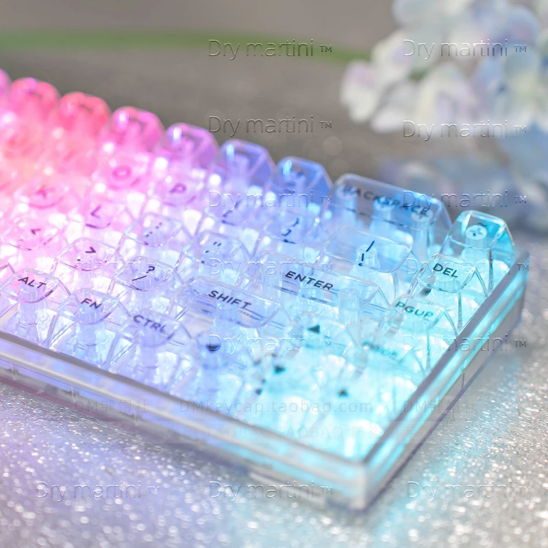 Fully Transparent Glacier Keycaps CBSA 132key Set Custom Gming Keycaps for Mechanical Keyboard Accessories Gift 68/75/84/87/98