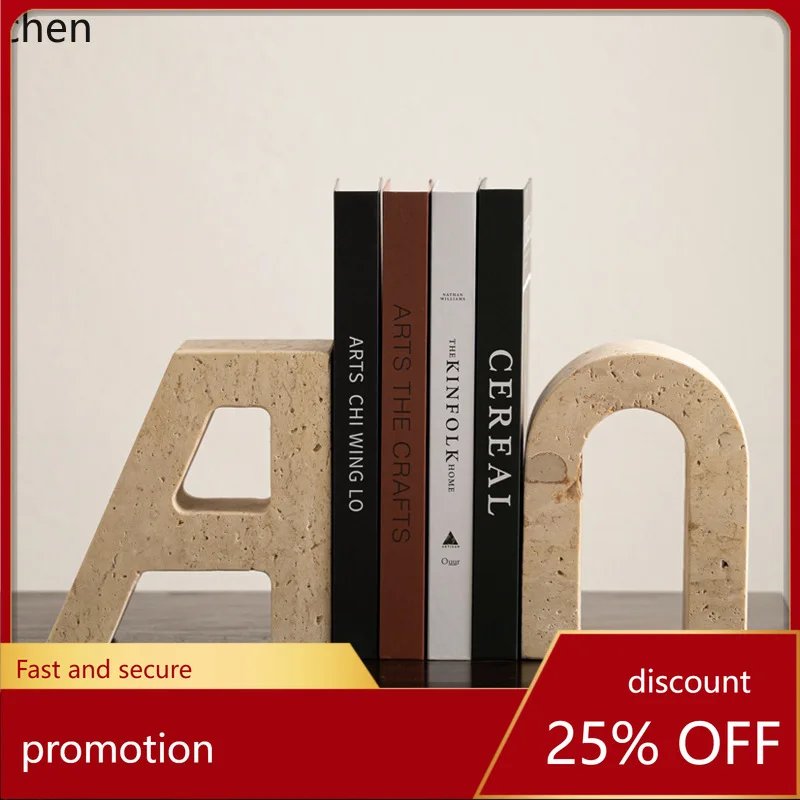 

YFY Yellow Travertine Bookend Ornament Living Room Open Shelf Bedroom Bookshelf Soft Decoration High-end Accessories