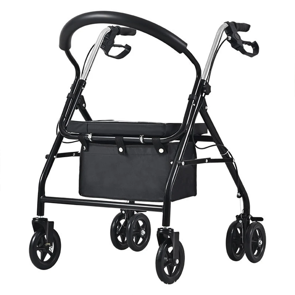ポータブル高さ調節可能な手押し歩行補助具大容量ショッピングカート高齢者用歩行アシスタントシート付き