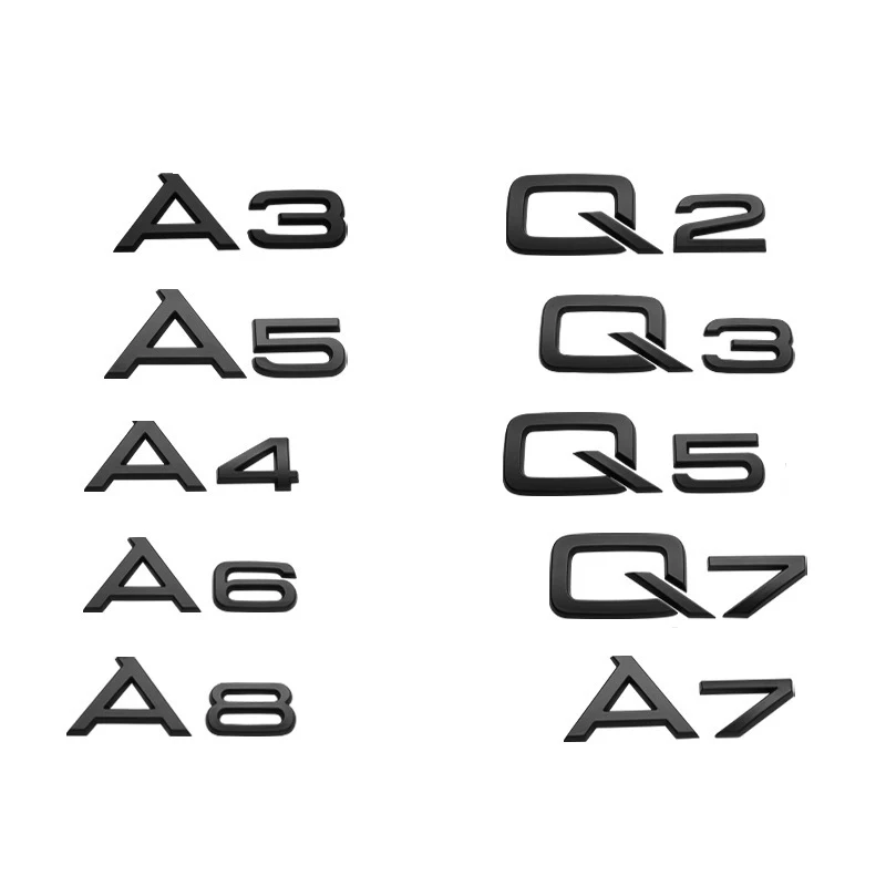 Car ABS Rear Trunk Words Logo Decals Badge Emblems Sticker For Audi A1 A3 A4 A5 A6 A7 A8 Q2 Q3 Q5 Q7 B6 B7 B8 B9 C5 C6 C7 C8