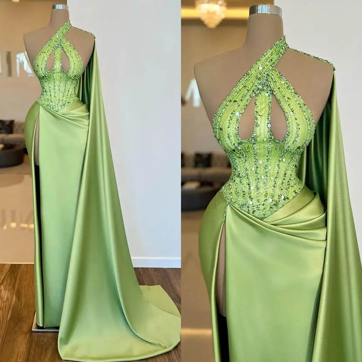 

Unique Sheath Gown Prom Dresses Appliques Pearls Pleat Satin Celebrity Party Evening Dresses Plus Size Custom Size Color