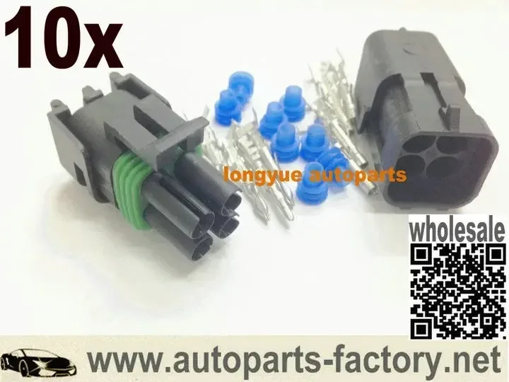 Longyue 10 Kit 4 Pin WeatherPack Sealed Wiring Connector Kit O2 Sensor Conector NEW