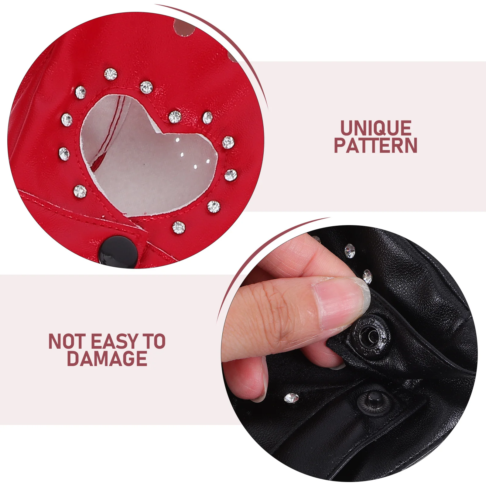 2Pairs أصابع قفازات القلب انقطاع لامعة نصف اصبع بولي Punk قفازات فاسق هالوين فستان الحفلات زي #3