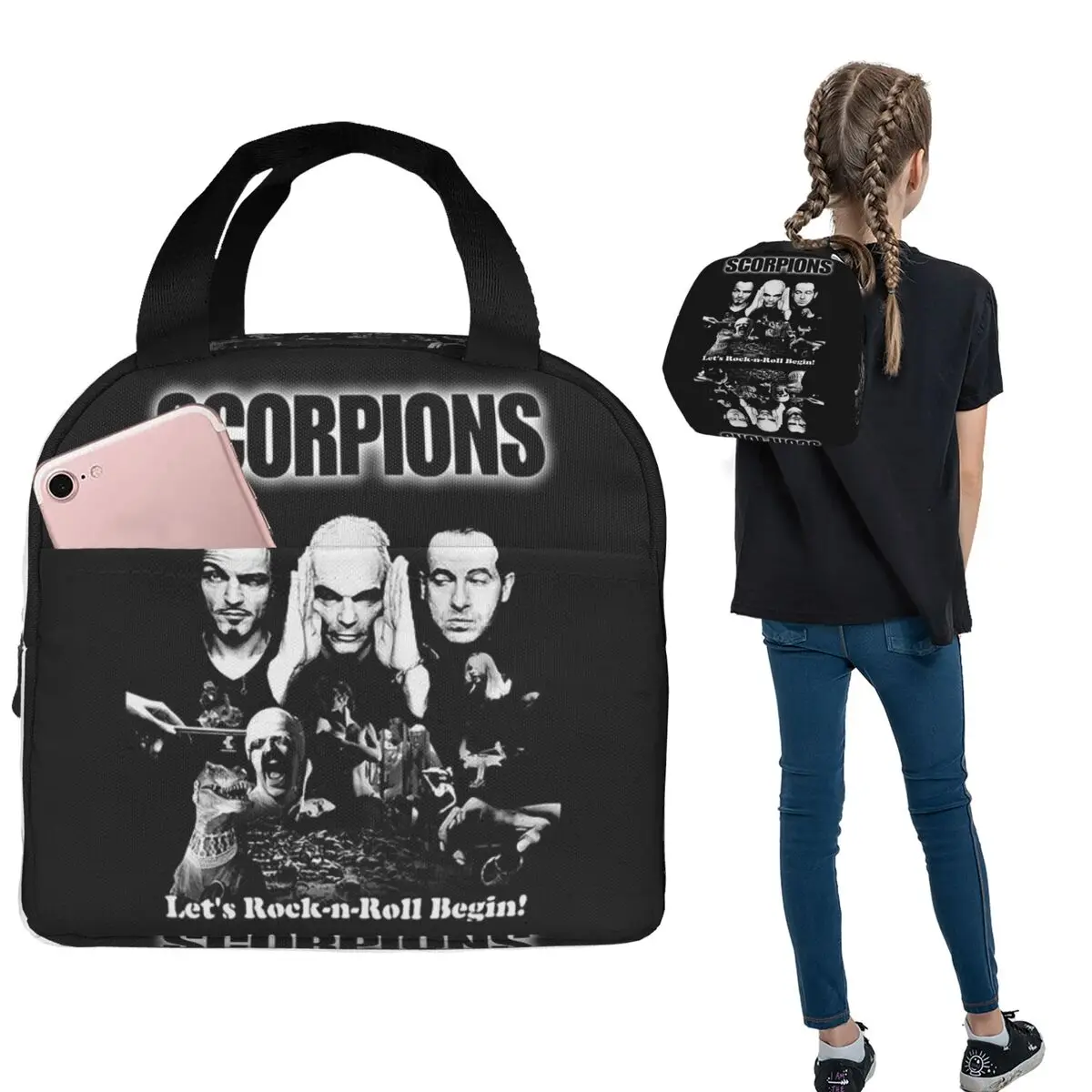 

Scorpions Band Insulated Lunch Bag for Women Kids Portable Food Boxes Thermal Lunch Box Tote