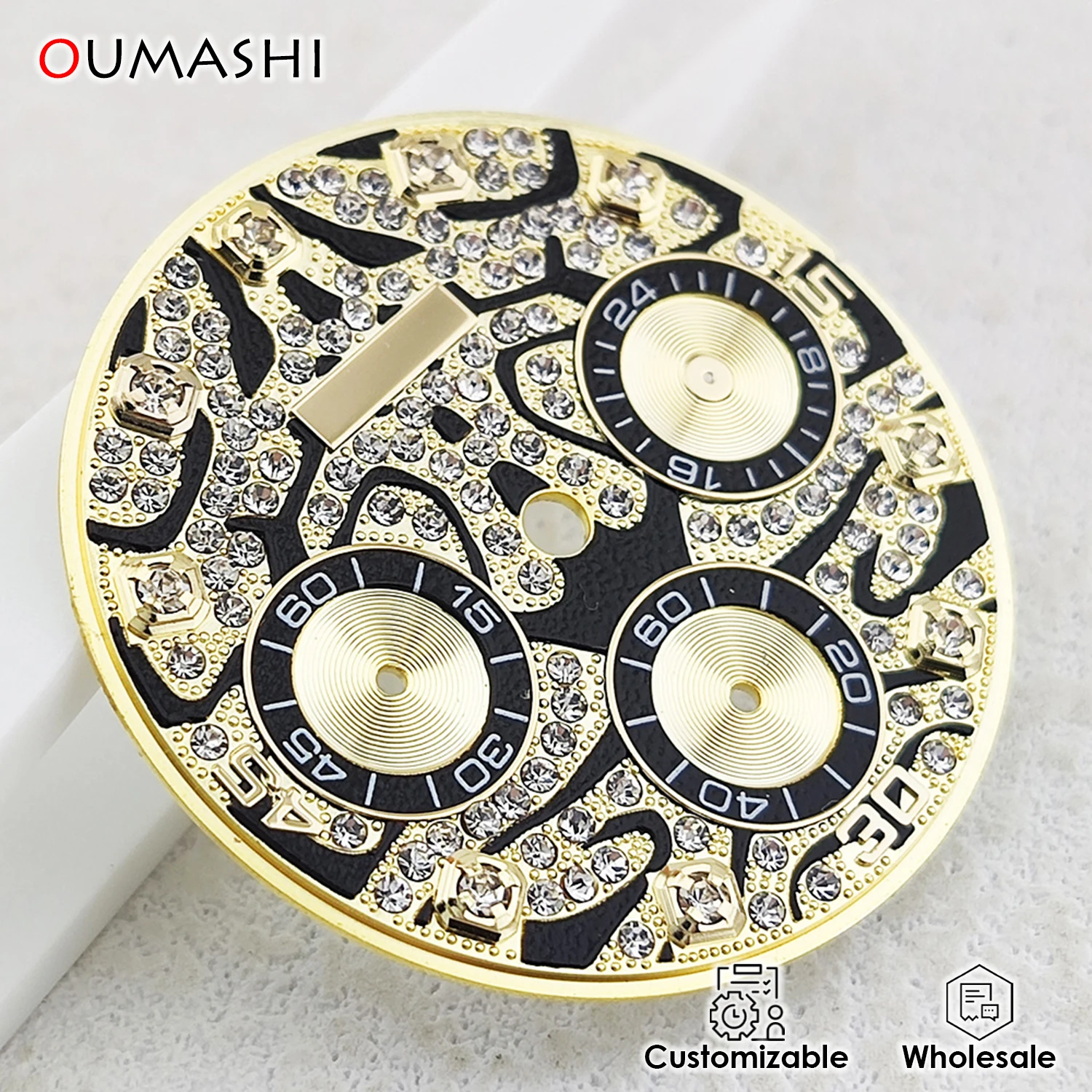 قرص VK63 بقرص 29 مم بنمط النمر وإكسسوارات ساعة مؤشر الماس وقرص ساعة بشعار قابل للتخصيص