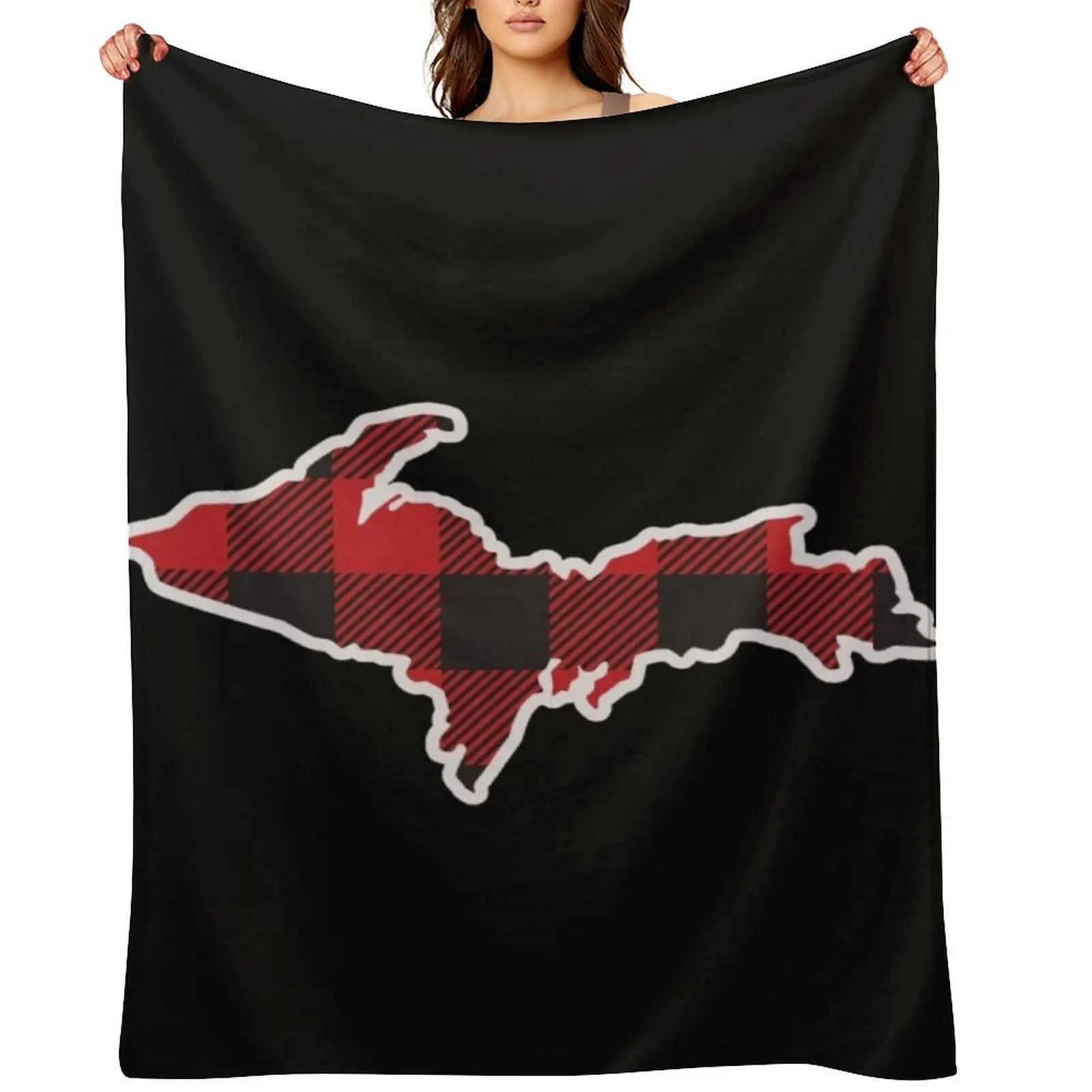 

Yooper Plaid Logo Throw Blanket Soft Beds funny gift Soft Plaid decorative Blankets