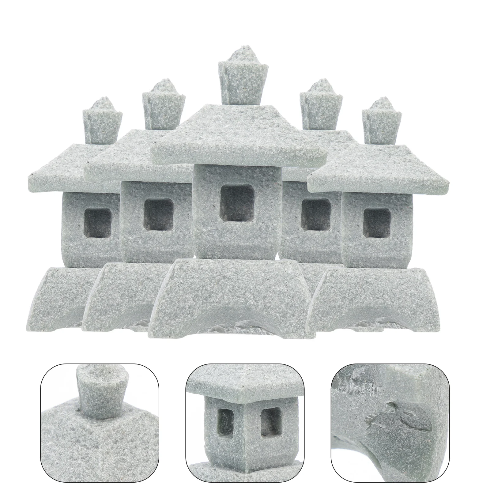 

5Pcs Mini Landscape Pagodas Small Sandstone Garden Figurines Micro Garden Decor Vintage Style Yard Decoration Landscape Ornament