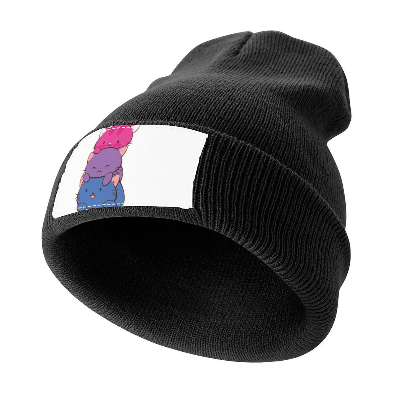 

Bisexual Flag LGBT Bi Pride Cute Kawaii Cats Knitted Cap Golf Wear Snapback Cap Trucker Cap Hats Man Women's