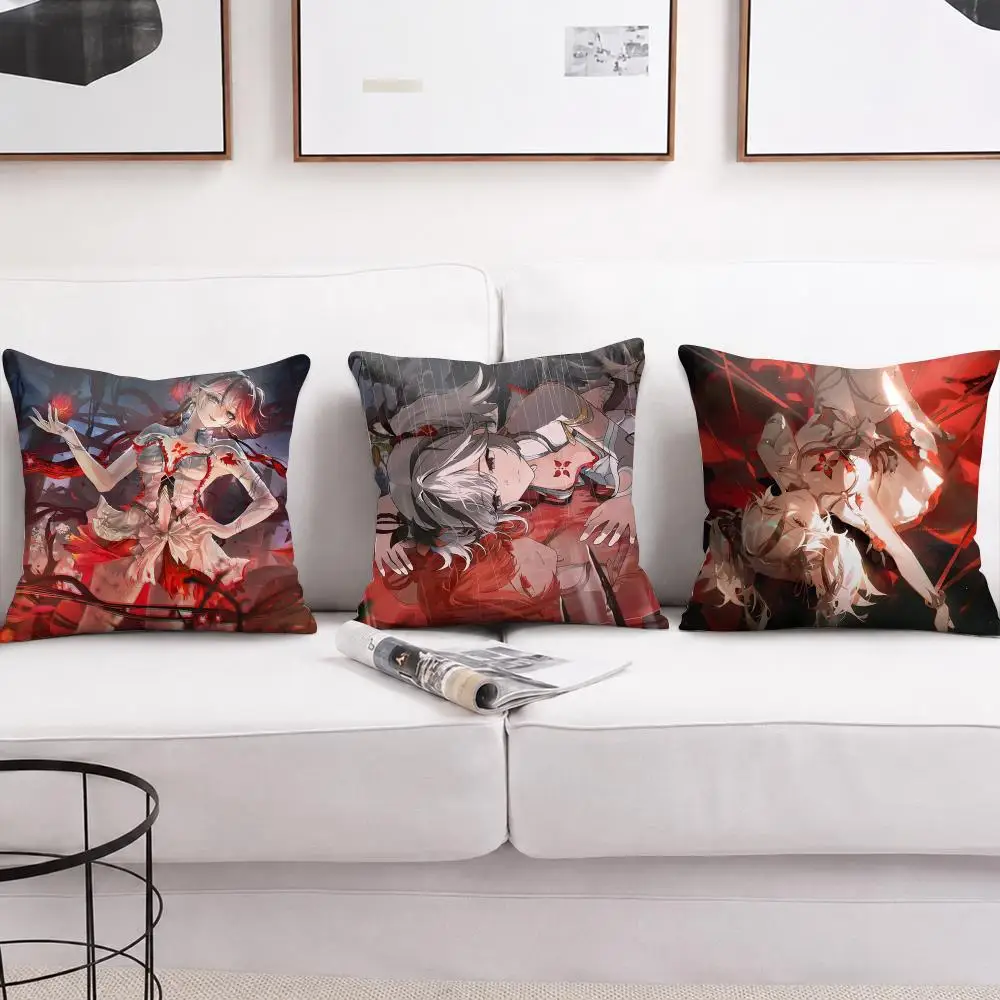 Camellya Wuthering Waves Cushion Cover Short Plush Soft Double-Sided Printing Pillow Case Cozy Sofa Bedroom Home Decor Gift