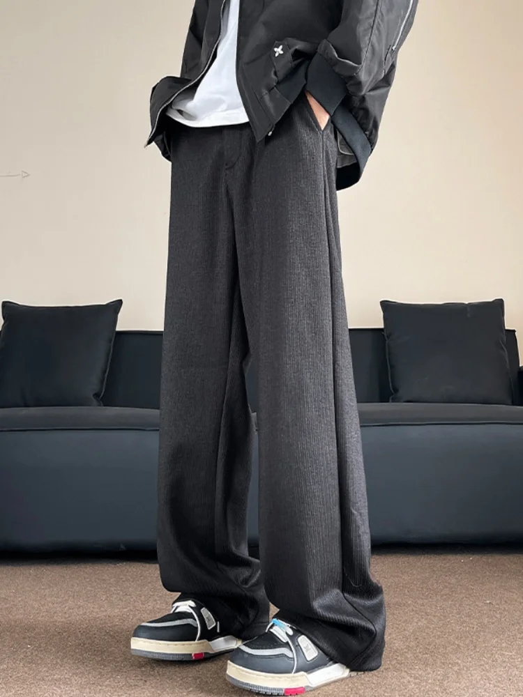 

Мужские повседневные свободные брюки прямого кроя для подростков, весна-осень, модные, с зауженными штанинами, на молнии, удобные