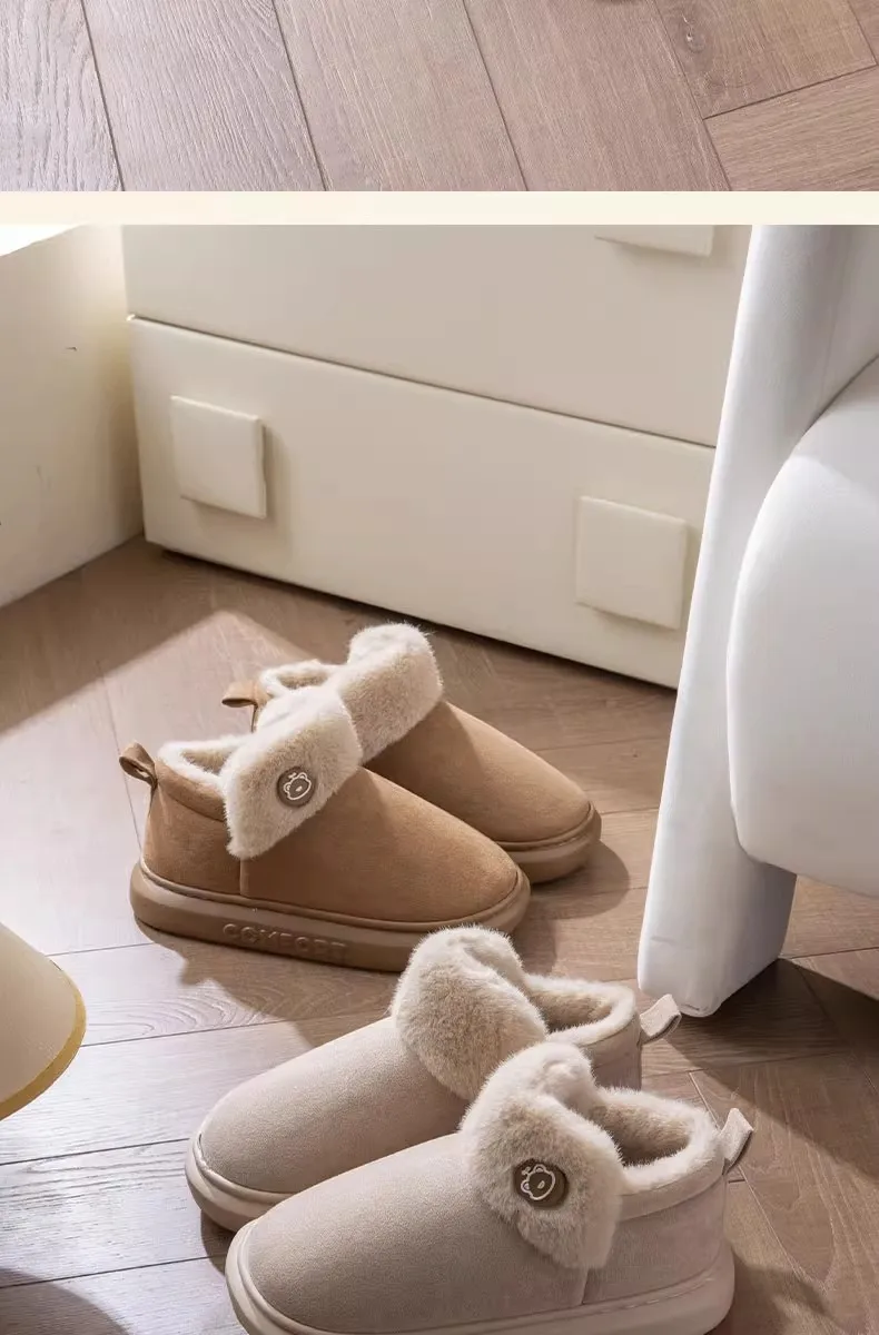 Winter Warme Hausschuhe Indoor Outdoor Baumwolle Plüsch Schuhe Eva Leichte Gemütliche Pelz Futter Für Männer Frauen Familie Komfort – Detail 16