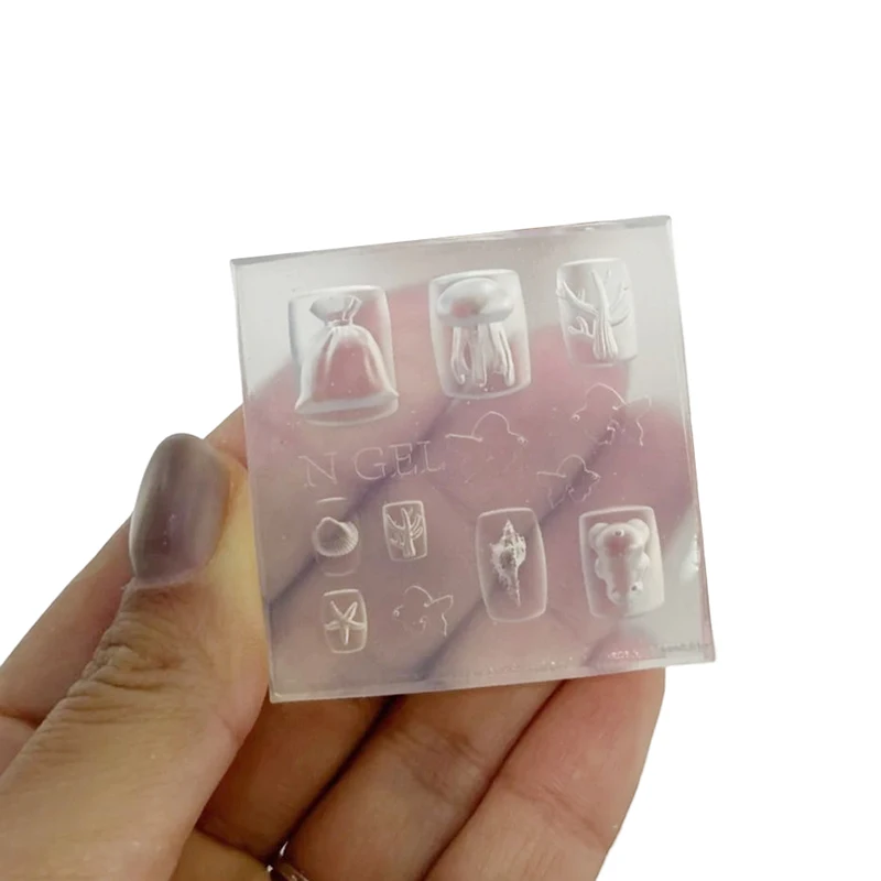 1 Uds. Concha de mar estrella de mar pez dorado medusas pez molde de silicona 3D para uñas medusas de mar de verano DIY molde de silicona para decoración de uñas