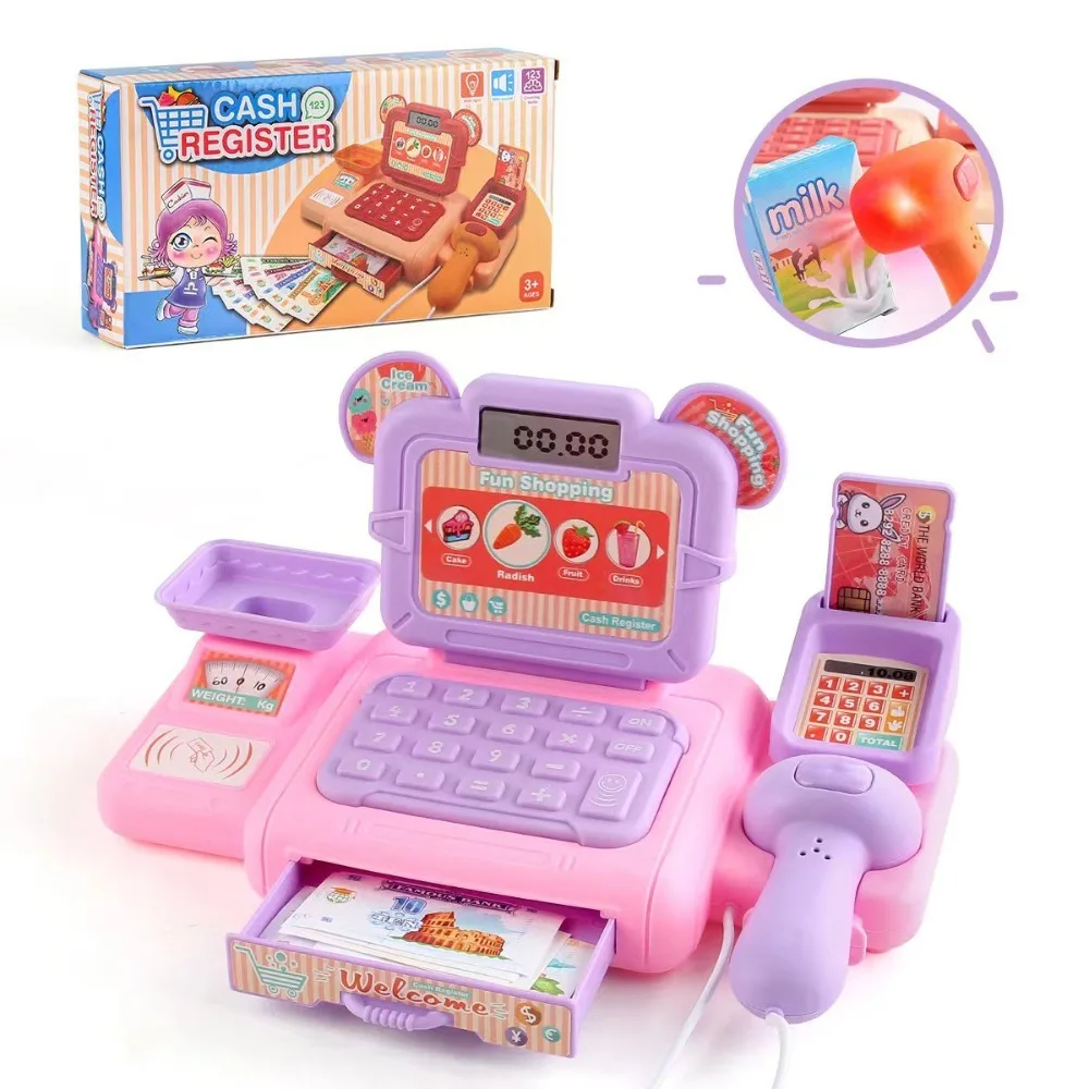 Electric Lighting Supermarket Cash Register Sound Effects Play House Simulation Cash Register Cashier Role Play Pretend Play 's