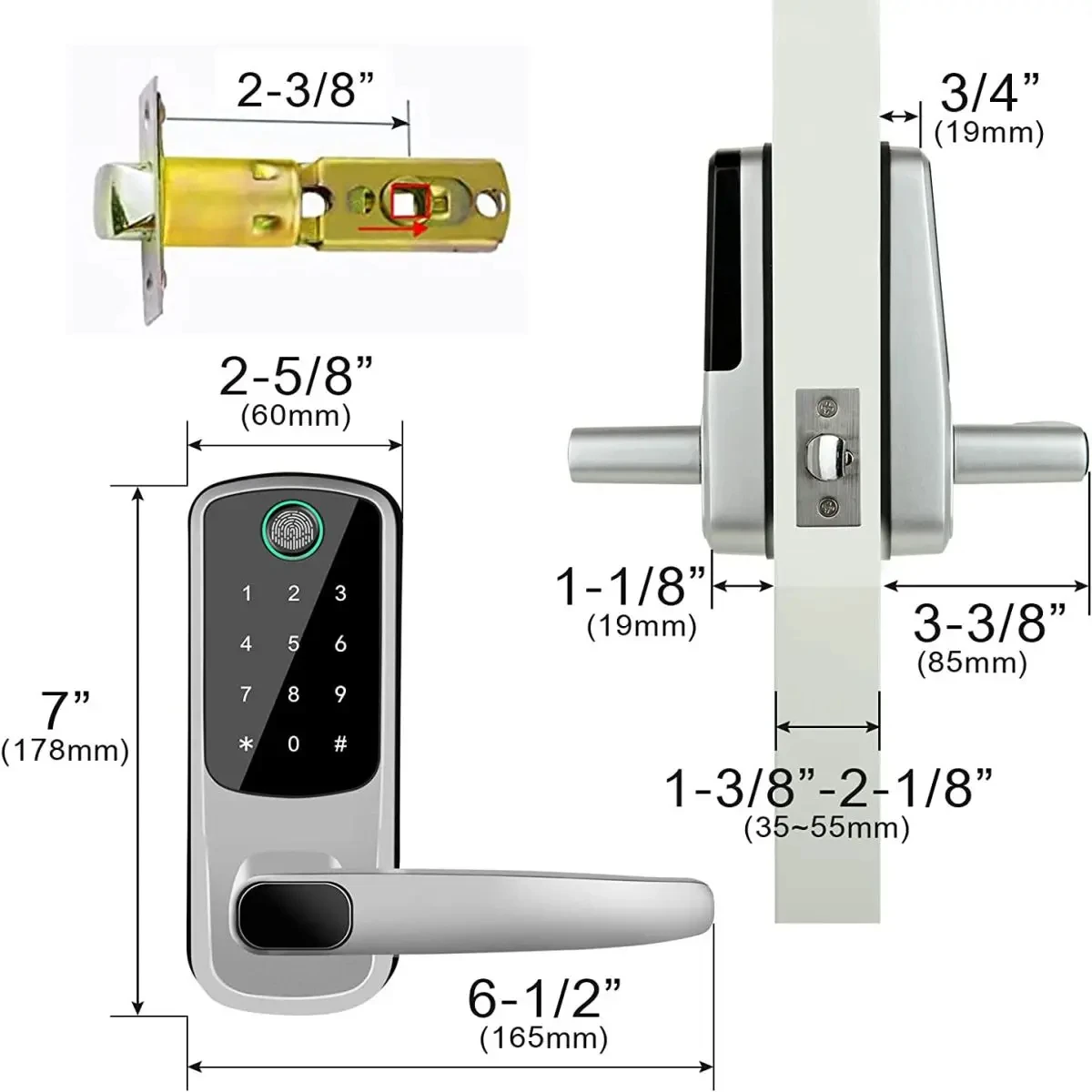 BBDHOME-Serrure de porte intelligente, déverrouillage par empreinte digitale, application TTlock, mot de passe temporaire, question, charge USB, télécommande, installation facile