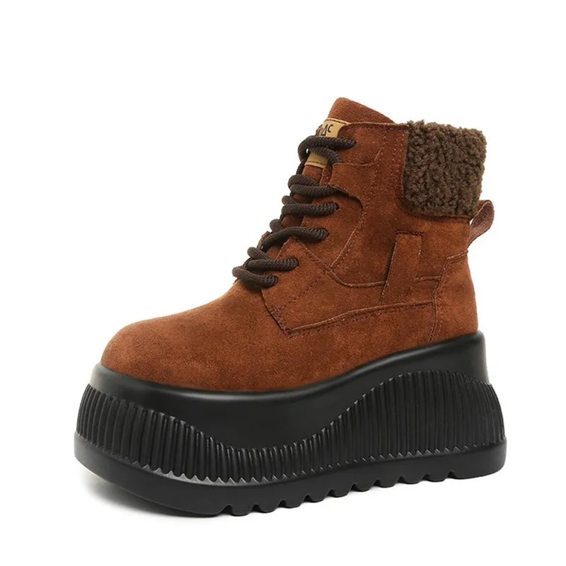 

Новинка 2026, модная брендовая зимняя обувь, женские зимние ботинки, теплая плюшевая обувь на толстой подошве, женские ботильоны из натуральной кожи, замши, кроссовки