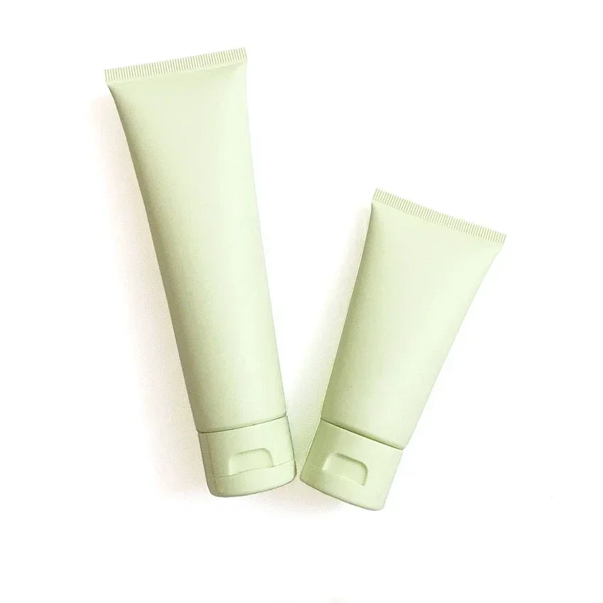 Garrafa vazia da mangueira cosmética, recipiente plástico do aperto, tubo macio, geada verde, matte, creme limpo facial, loção, 50g, 100ml, 20pcs