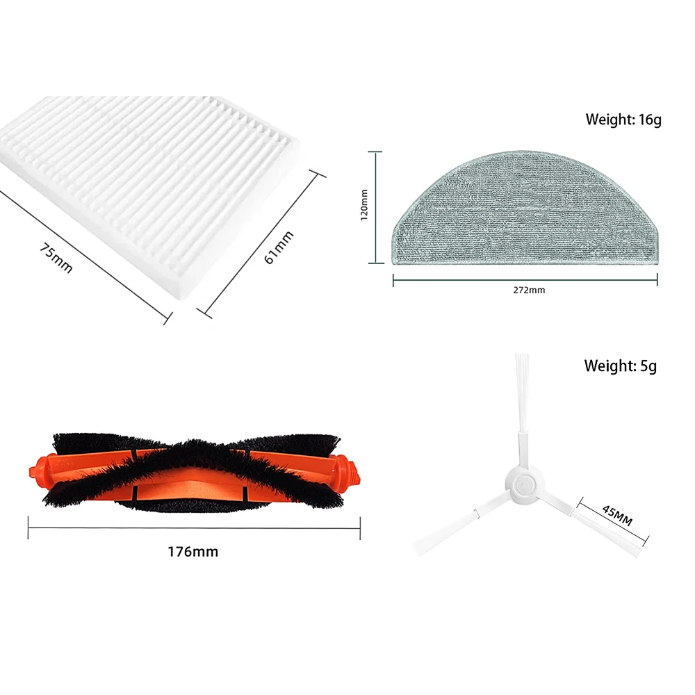 For Xiaomi E10/E10C/E12/B112/Mijia 3C Plus/C103 Robot Vacuum Accessories Main Brush Filter Side Brush Mop Pads Replacement Parts view 6
