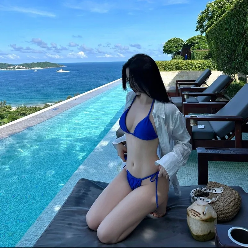 Split Swimsuit Klein Blue Bikini Suit Super Sexy Hottie Straps Premium Sense Vacation Spa