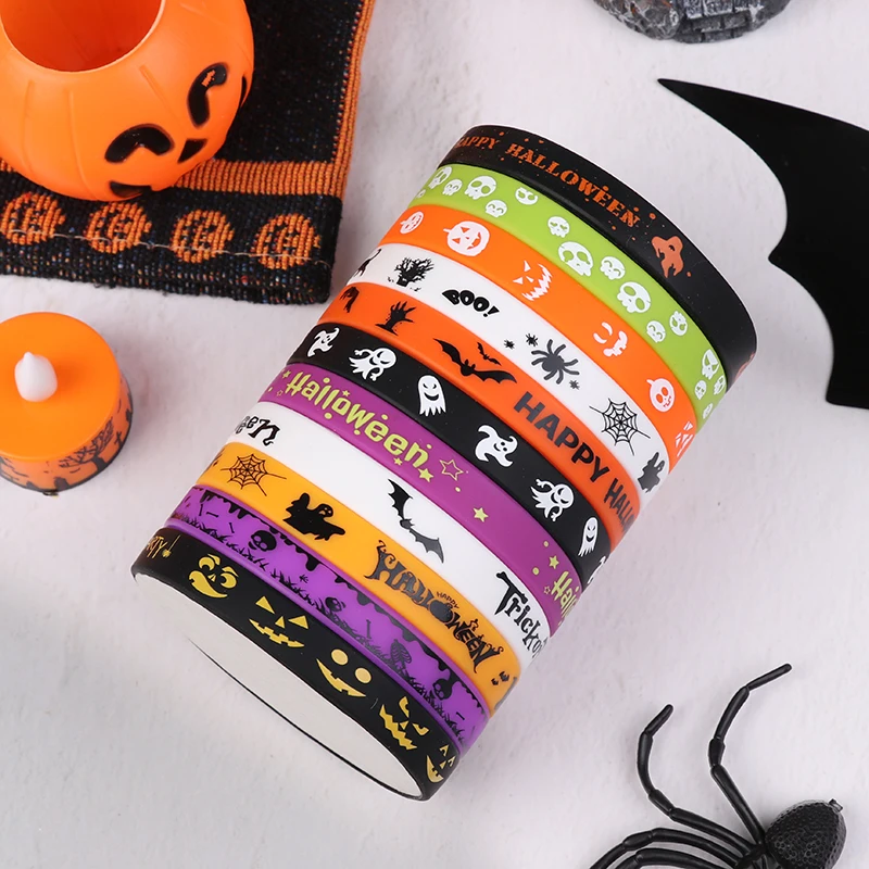 5/6 Pcs Halloween Wristband Silicone Wristbands Halloween Rubber Bracelets Halloween Party Trick Or Treat Goodie Bag Stuffers