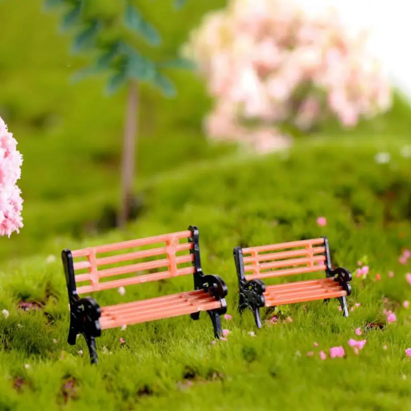 1Pcs Model Park Bench Mini Garden Ornament Miniature Park Bench Craft Landscape Figurines Bench Model Garden Decoration