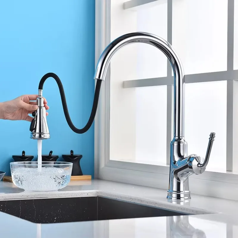 خلاط مطبخ عتيق صنابير الحنفيات مع بخاخ منسدل #4