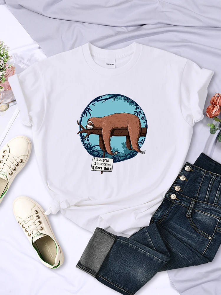 Sleeping Sloth Personality Prints Women Tee Clothing Summer Breathable Casual Tshirts Hip Hop Street Short Sleeve Female Tops