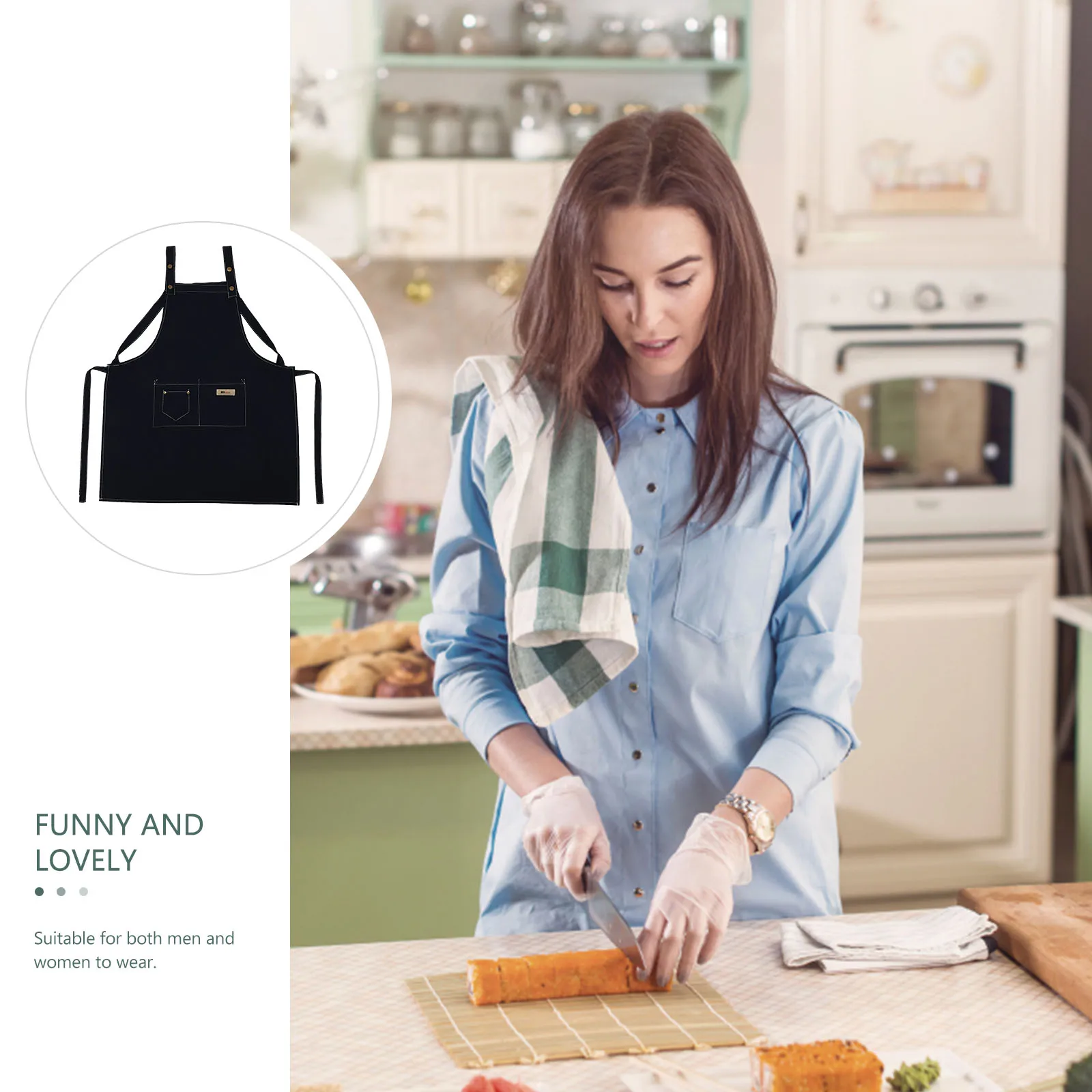 

Cotton Kitchen Apron for Cooking Simple Sleeveless Anti Oil Stain Resistant Easy Clean Fold Professional Use Household