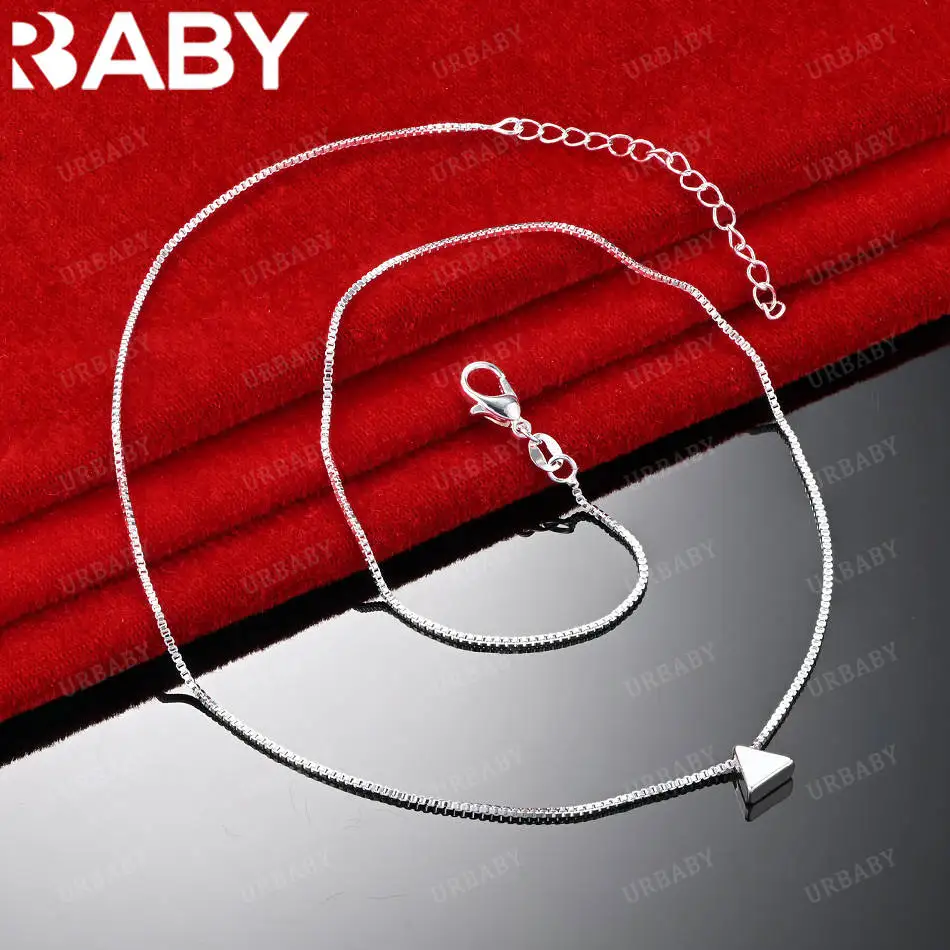 

URBABY 925 Sterling Silver 45cm Small Triangle Necklace For Women Charm Trend Birthday Gifts Fashion Party Fine Jewelry