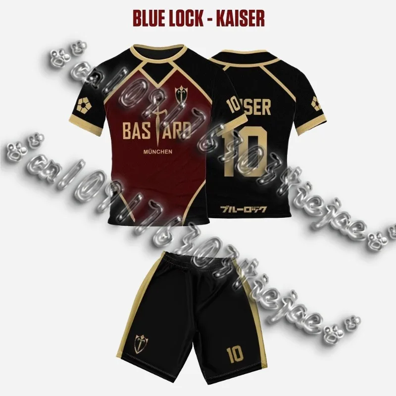 

Jersey Futsal Pattern Vl Replika Blue Lock Anime Bastard Munich Men Short Sleeve Shorts Set Women's Street Casual Sports T Shirt