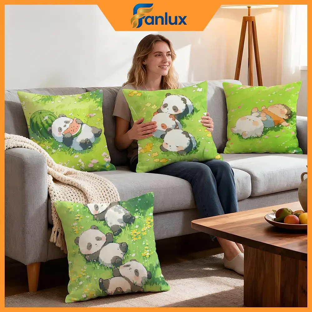 Art Cartoon Drawing Animal Cushion Cover 4Pcs Decorative Covers Soft Cushion Case for Sofa Couch Decor 40x40 45x45 Pillowcases