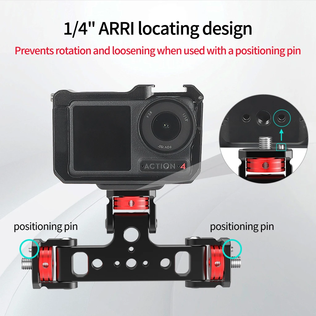 Stativadapterhalterung für GoPro DJI OSMO Pocket4 Insta360 Aluminium-Verlängerungshalterung 1/4" ARRI Kugelkopf Gimbal Vlog Studio Halterung – Detail 3