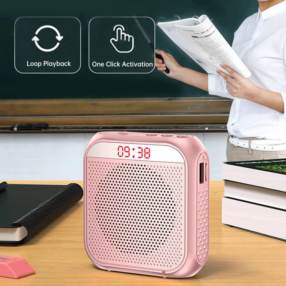 Amplificador de voz para profesores, altavoz Personal portátil multifuncional de 8W y 2200mAh con pantalla de micrófono