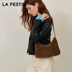 LA FESTIN Original Women Bag Leather Bag Handbag Suede Bag Fashion Shoulder Crossbody Bag Large Capacity Bag Luxury Brand Bag