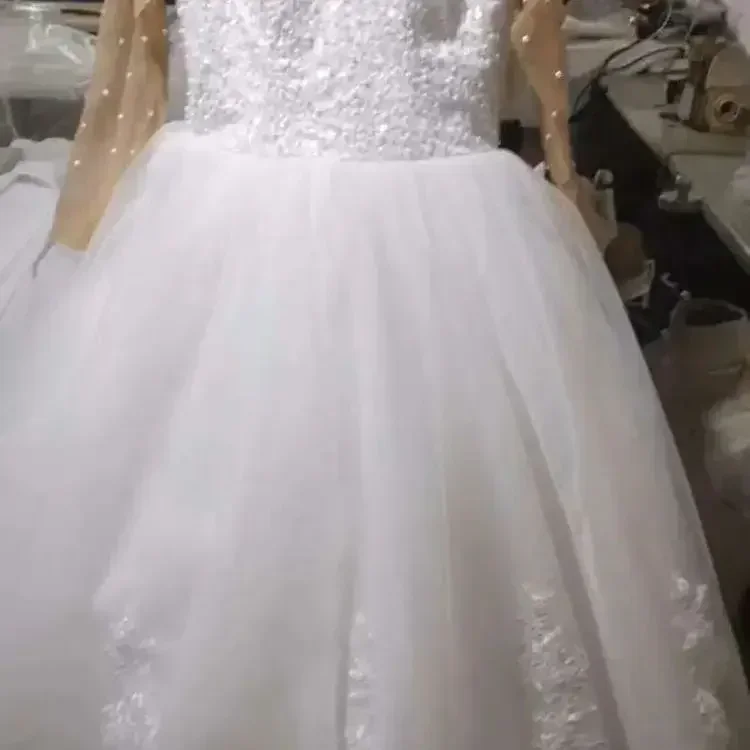 Vestido De novia africano con perlas brillantes personalizado, bata De matrimonio con tren De barrido, vestido De novia De manga larga De talla grande