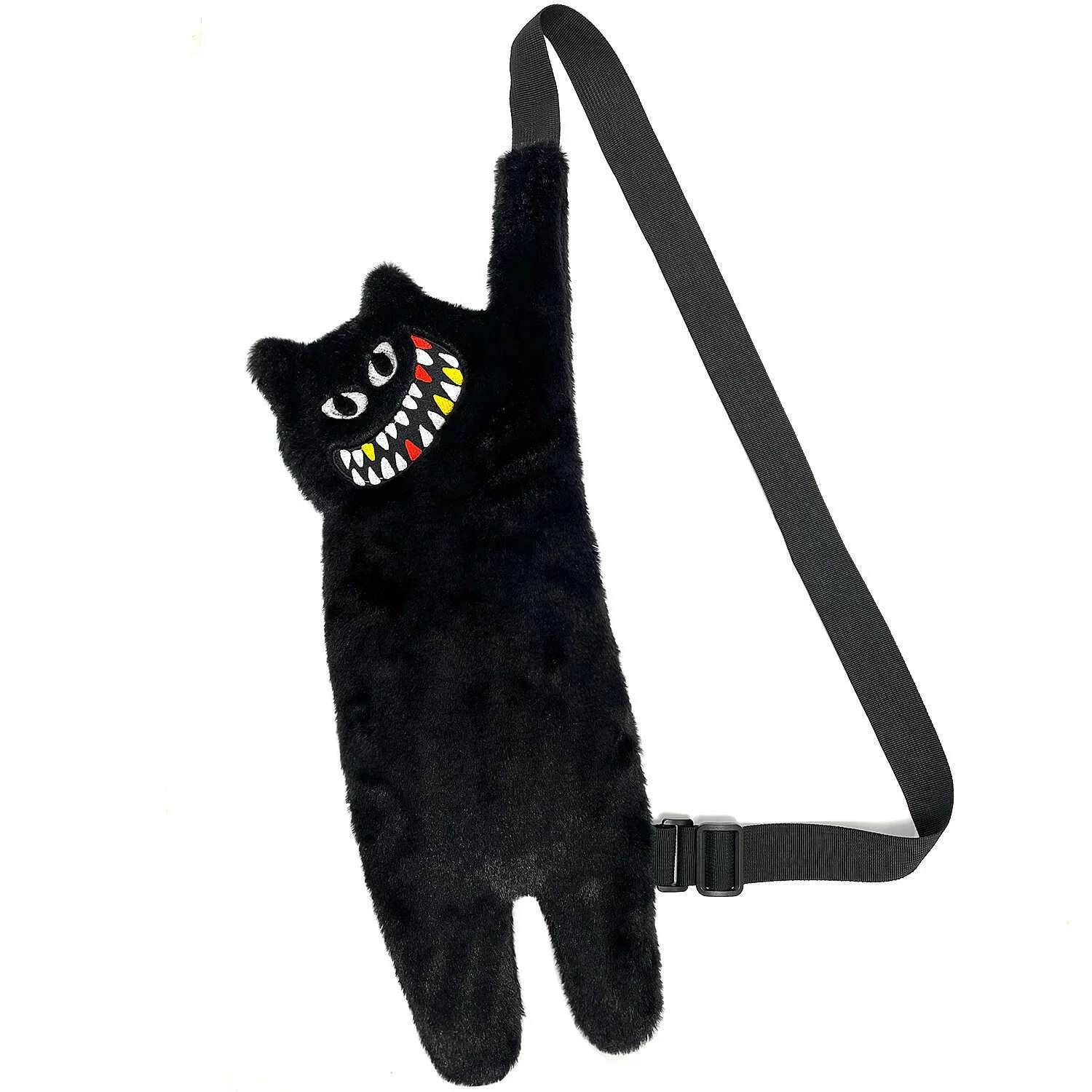 Black Meow Cat Bag Fashion Crossbody Mobile Phone Bag Kawaii High Cartoon Design Single Shoulder Bags Cute Plush Crossbody Bag