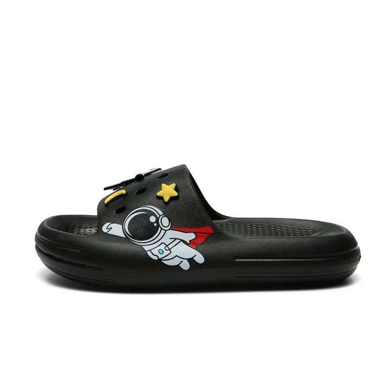 Pantoufles d\'astronautes de dessin animé pour enfants, chaussures d\'eau plates décontractées pour garçons et filles, tongs d\'intérieur douces et