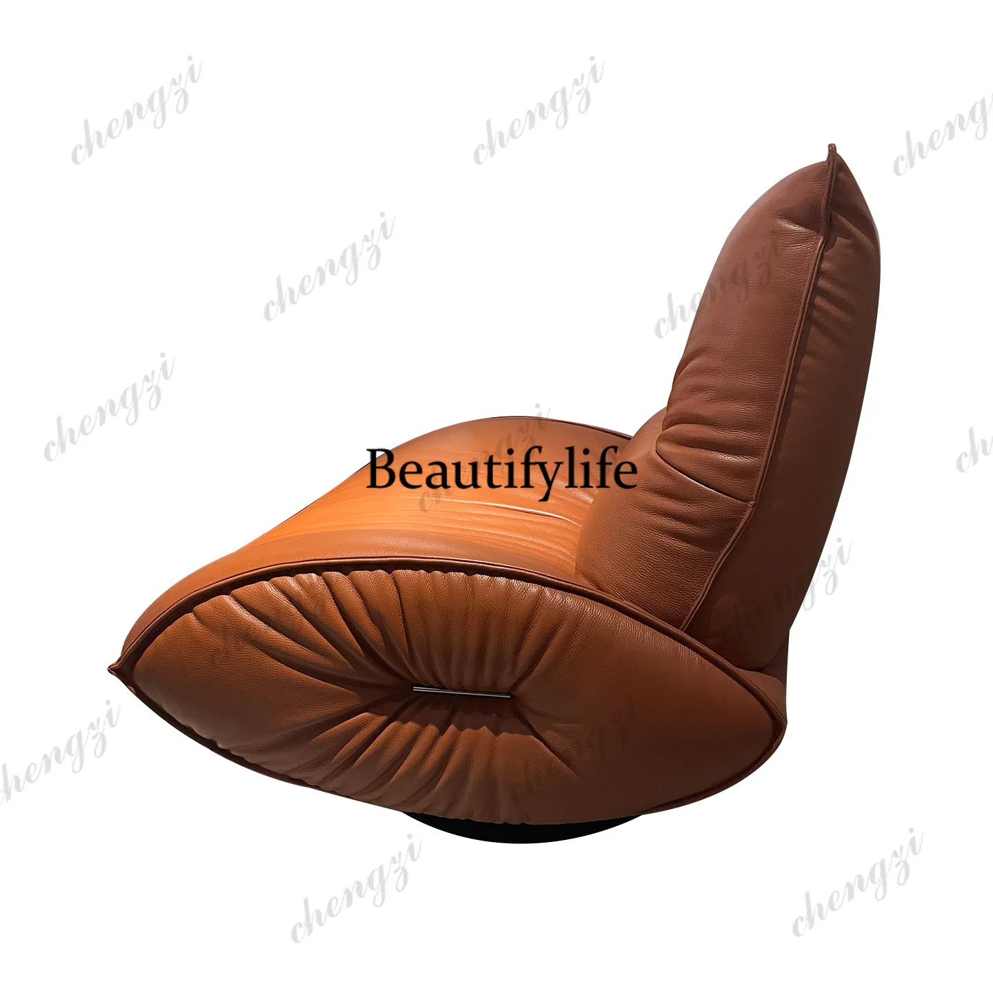 Italian first-layer cowhide single sofa chair leather, living room balcony casual, rotatable single chair