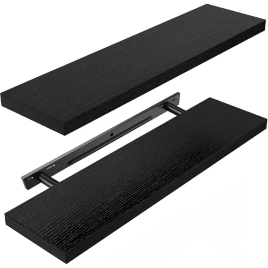 

Настенные плавающие полки 24 x 7 дюймов, черные металлические полки, набор из 2 штук, для ванной, спальни, гостиной, современное решение для хранения