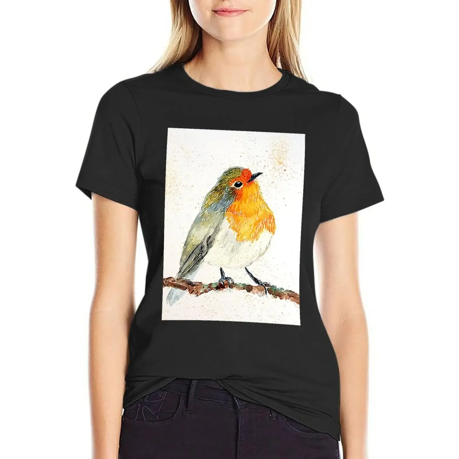 

Cheeky little Red Robin T-Shirt plus size tops plain blacks cropped t shirts for Women