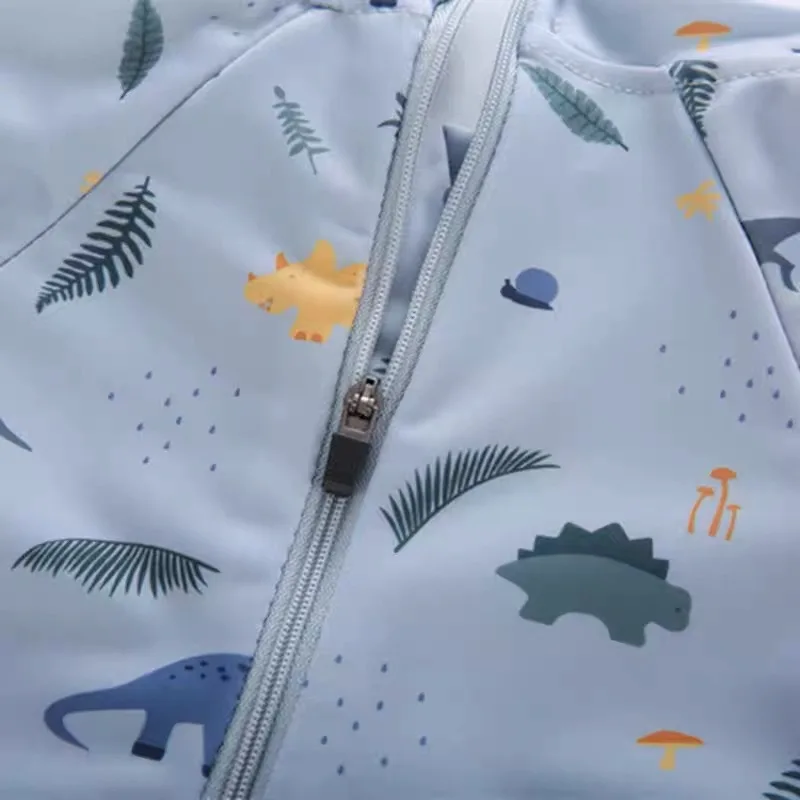 Bañador de una pieza para niños, traje de baño de manga corta con protección solar, traje de surf de dinosaurio de dibujos animados, traje de baño para niños pequeños