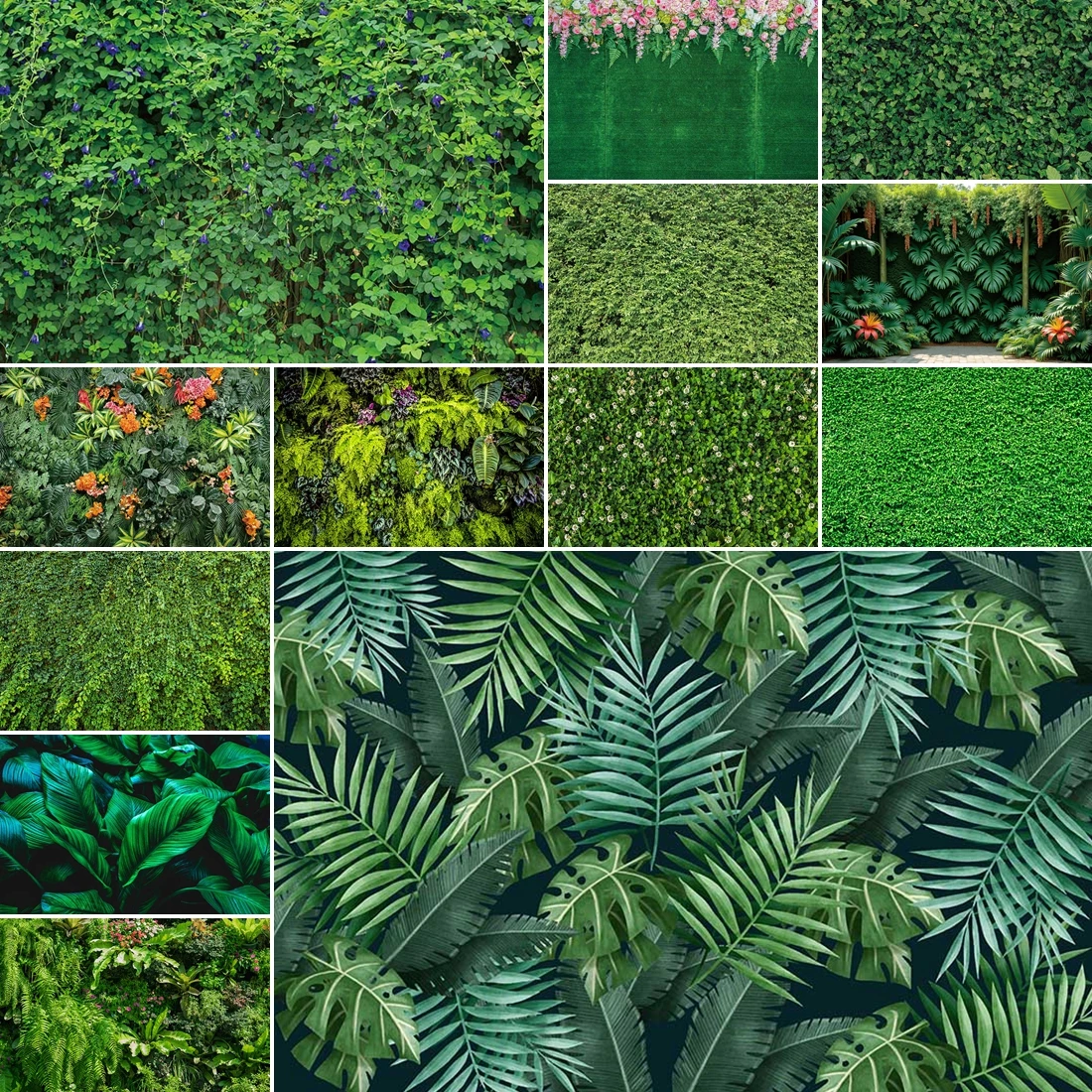 

MOON.QG Palm Leaves Backdrop Grass Flowers Vines Background Wall Photobooth Party Decoration Wallpaper Photo Studio Birthday