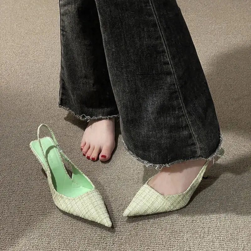 French style toe cap sandals for women in the spring and summer of 2026  new thin heel pointed back empty single shoes