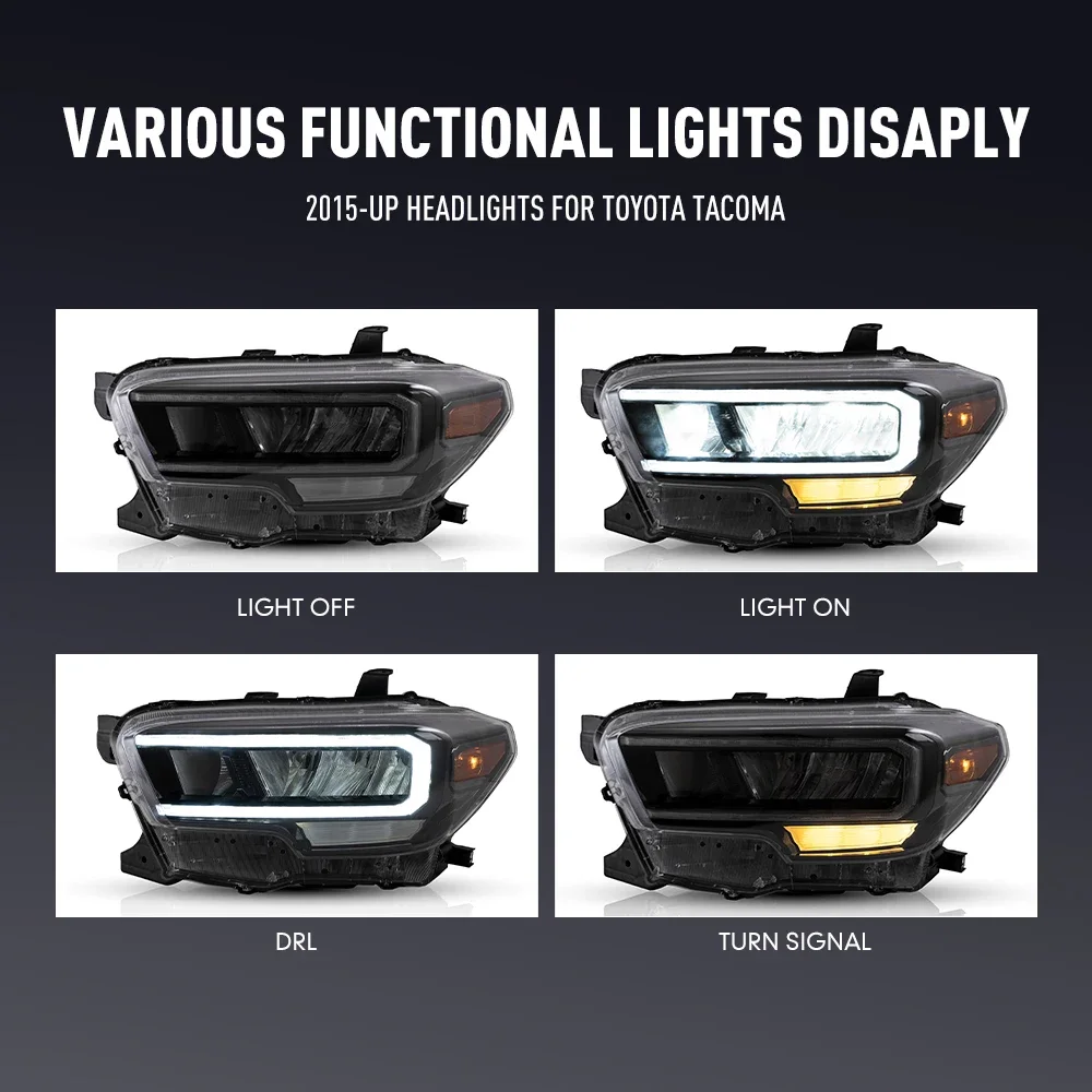 2PCs Auto Styling Kopf Lampe für Toyota Tacoma 2015-2022 LED Scheinwerfer DRL Tagfahrlicht Signal Lampen auto Zubehör