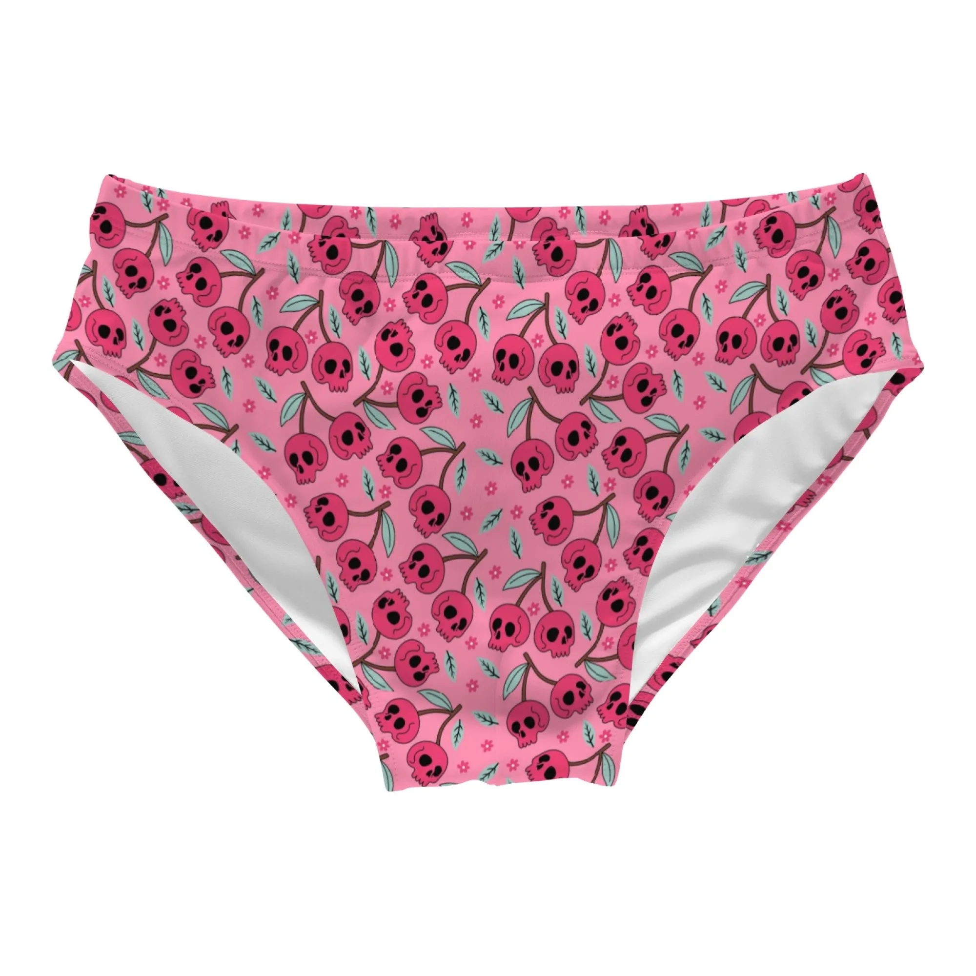 Skull Cherry Swim Trunks Slim Fit Durable Drawstring Men's Triangle Swim Trunks Water Park Hot Spring Resorts Mens Vacation Gift