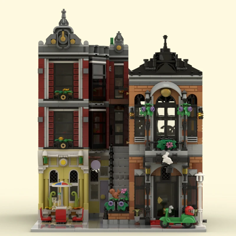 NEW MOC Downtown Magic Shop Modular Street View Model Building Blocks DIY Architecture Brick Children Toy Christmas Gift 10312-B