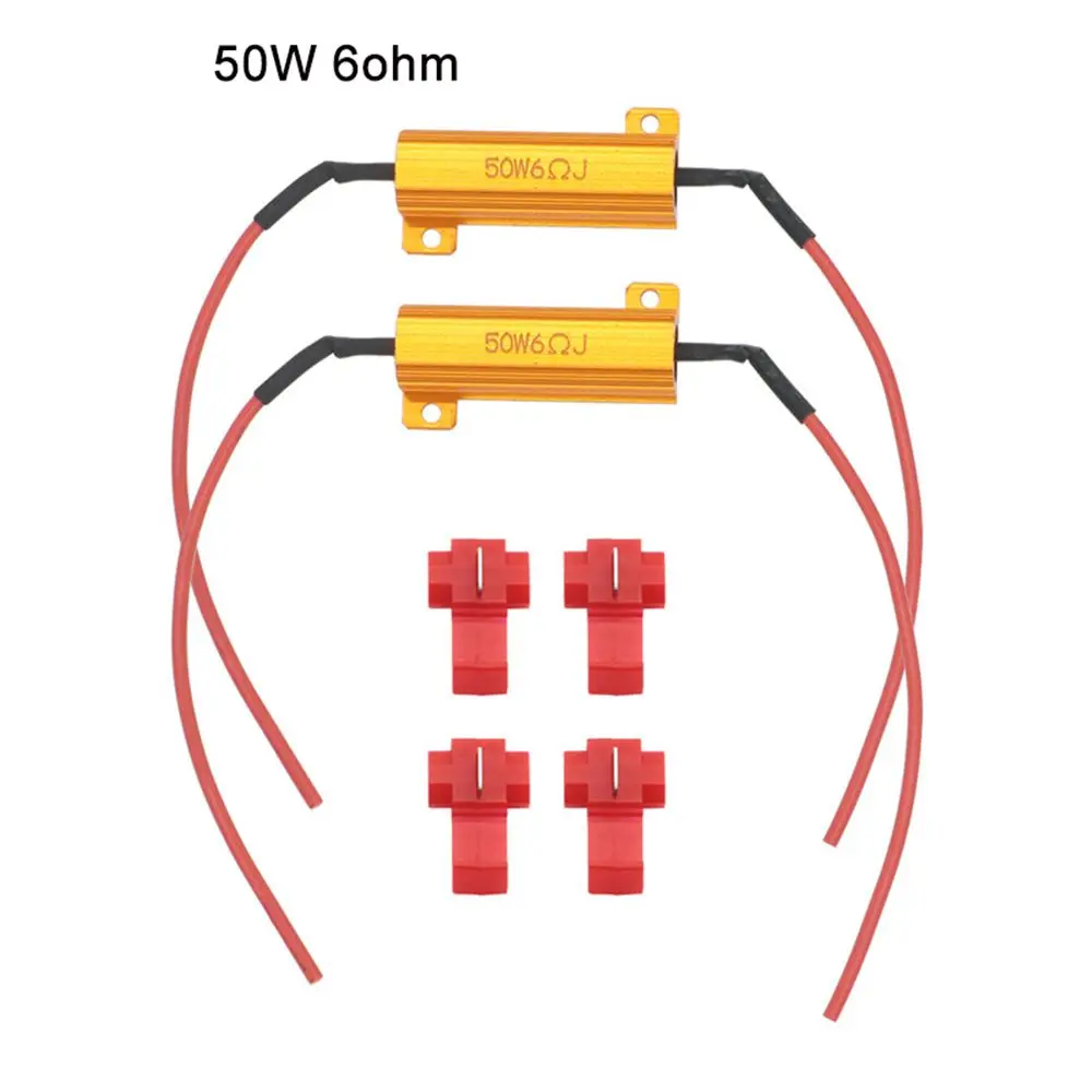 Decode LED Error Wiring Resistance Interior Cable Harness Decoder Load Resistor Headlight Load Resistor 50W 6 ohm Turn Signal