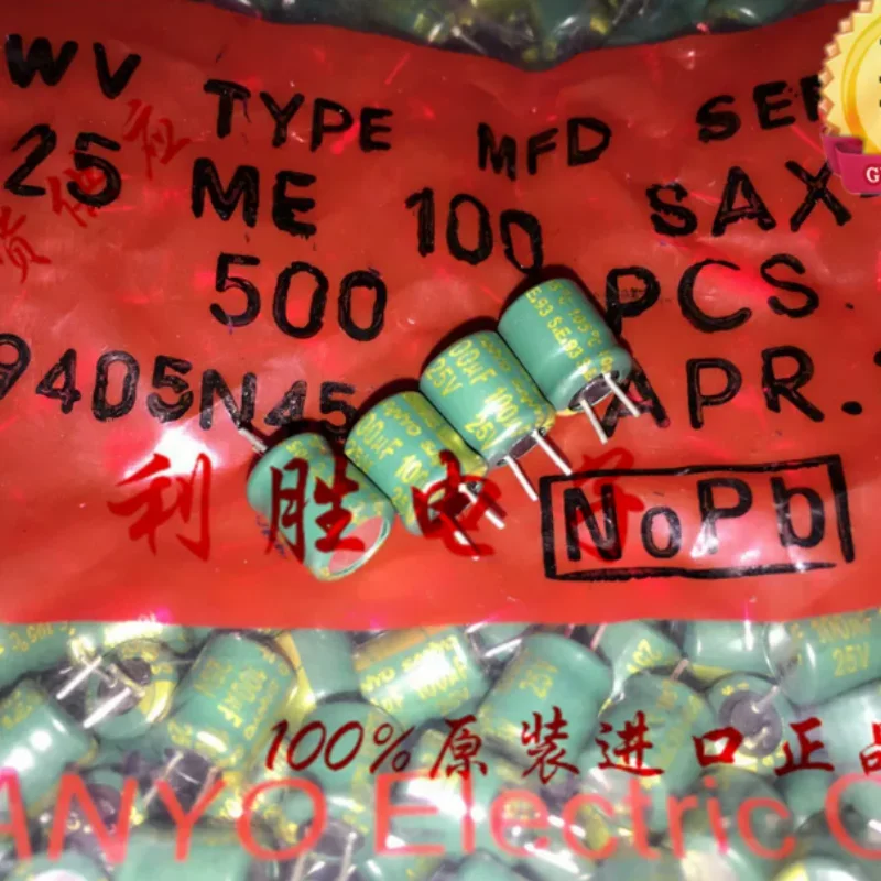 

10PCS-100PCS 100UF 25V original package Japanese Sanyo SANYO capacitor 25V100UF 6X7 AX high-frequency scissor pin